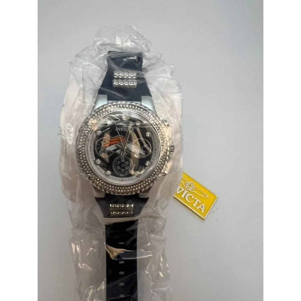 #W041 Invicta NFL Denver Broncos Lady Watch #42751 Crystal Bezel 39mm Quartz NWT
